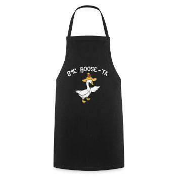 Me Goose Ta, Spanische Gans - Kochschürze - Schwarz - Vorne - AI Model Male 185 dark (185cm)