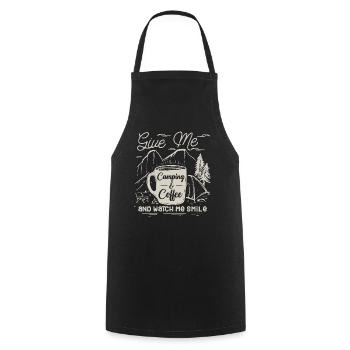 Camping et café, amateurs de plein air - Tablier de cuisine - noir - Devant - AI Model Male 185 dark (185cm)