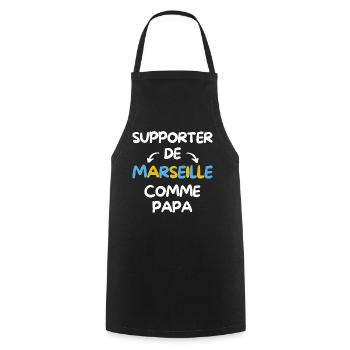 Supporter de Marseille comme papa - Tablier de cuisine - noir - Devant - AI Model Male 185 dark (185cm)