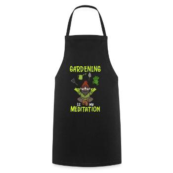 Gardeing Is My Meditation Garden Gnome Gardening - Cooking Apron - black - Front - AI Model Male 185 dark (185cm)
