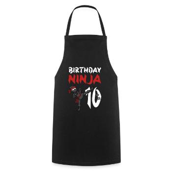 Birthday Party 10 Years Old Japanese Ninja - Cooking Apron - black - Front - AI Model Male 185 dark (185cm)
