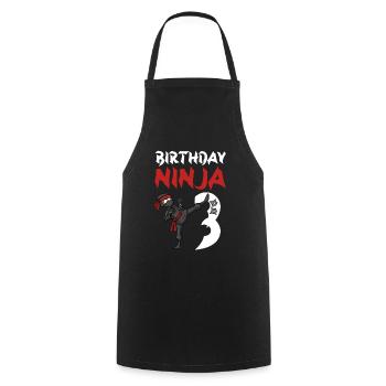 Geburtstagsparty 3 Jahre alter japanischer Ninja Geburtstag - Kochschürze - Schwarz - Vorne - AI Model Male 185 dark (185cm)