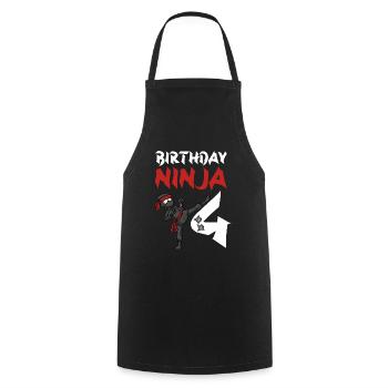 Geburtstagsparty 4 Jahre alter japanischer Ninja Geburtstag - Kochschürze - Schwarz - Vorne - AI Model Male 185 dark (185cm)
