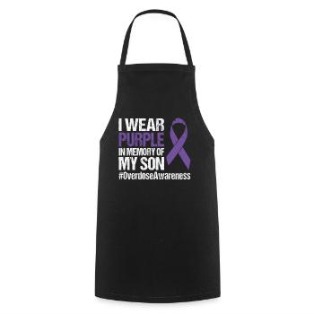 Purple en mémoire de mon fils surdose de drogue - Tablier de cuisine - noir - Devant - AI Model Male 185 dark (185cm)