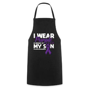 Purple en mémoire de mon fils surdose de drogue - Tablier de cuisine - noir - Devant - AI Model Male 185 dark (185cm)