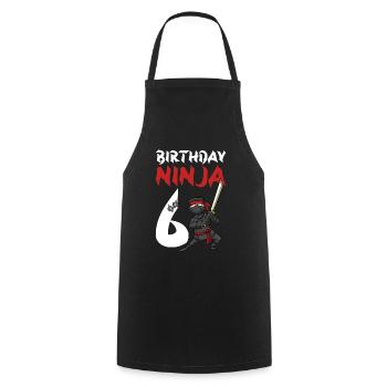 Geburtstagsparty 6 Jahre alter japanischer Ninja Geburtstag - Kochschürze - Schwarz - Vorne - AI Model Male 185 dark (185cm)