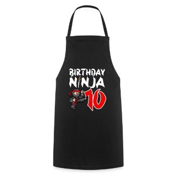 Geburtstagsfeier 10 Jahre alter japanischer Ninja - Kochschürze - Schwarz - Vorne - AI Model Male 185 dark (185cm)