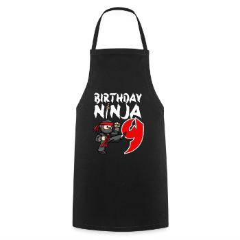 Geburtstagsparty 9 Jahre alter japanischer Ninja Geburtstag - Kochschürze - Schwarz - Vorne - AI Model Male 185 dark (185cm)