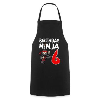 Birthday Party 6 Years Old Japanese Ninja Birthday - Cooking Apron - black - Front - AI Model Male 185 dark (185cm)