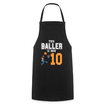 Joueur de basket-ball Ce Baller a maintenant 10 ans - Tablier de cuisine - noir - Devant - AI Model Male 185 dark (185cm)