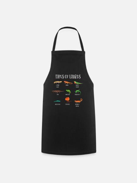 Types of lizards, lizards, reptiles - Cooking Apron - black