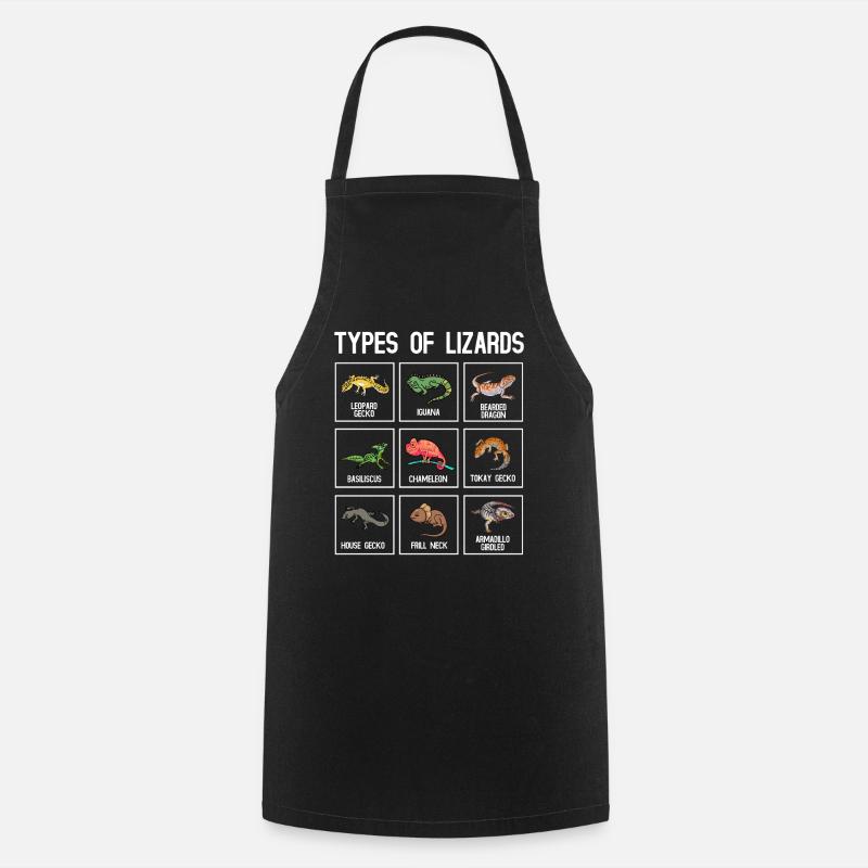 Types of lizards, lizards, reptiles - Cooking Apron - black