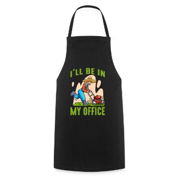 Ich werde in meinem Büro sein Rasenmäher Rasen mähen - Kochschürze - Schwarz - Vorne - AI Model Male 185 dark (185cm)