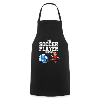 Soccer Player Is Now 4 Boy Soccer Birthday - Cooking Apron - black - Front - AI Model Male 185 dark (185cm)