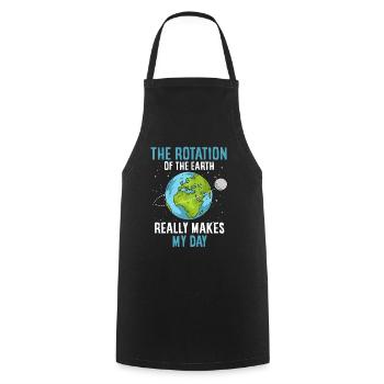 Earth rotation, really makes my day - Cooking Apron - black - Front - AI Model Male 185 dark (185cm)