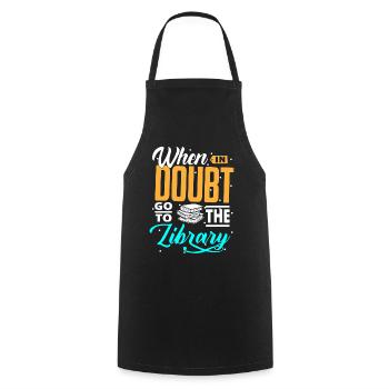 Bibliothek Bibliothekar, - Kochschürze - Schwarz - Vorne - AI Model Male 185 dark (185cm)