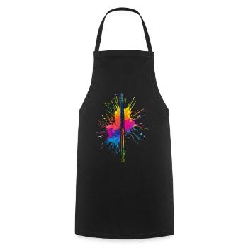 Flûte, Jouer de la flûte, - Tablier de cuisine - noir - Devant - AI Model Male 185 dark (185cm)