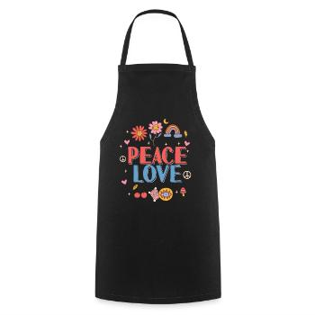 Friedensliebe Hippie - Kochschürze - Schwarz - Vorne - AI Model Male 185 dark (185cm)
