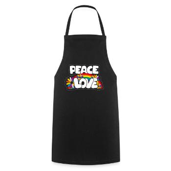Friedensliebe Hippie - Kochschürze - Schwarz - Vorne - AI Model Male 185 dark (185cm)