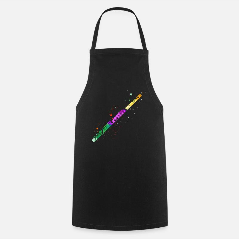 Flûte, Jouer de la flûte, - Tablier de cuisine - noir