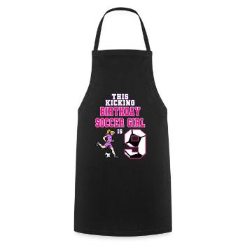 This Soccer Girl Is 9th Birthday Soccer - Cooking Apron - black - Front - AI Model Male 185 dark (185cm)