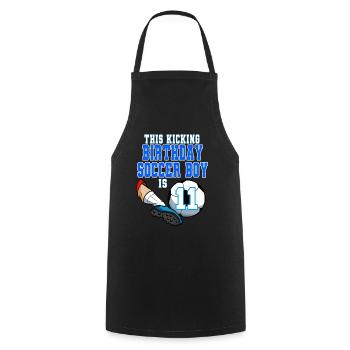 This Soccer Boy Is 11th Birthday Soccer - Cooking Apron - black - Front - AI Model Male 185 dark (185cm)