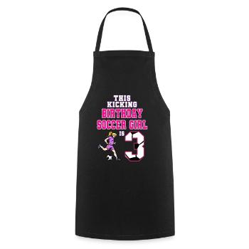 Cette fille de football est 3ème anniversaire de football - Tablier de cuisine - noir - Devant - AI Model Male 185 dark (185cm)