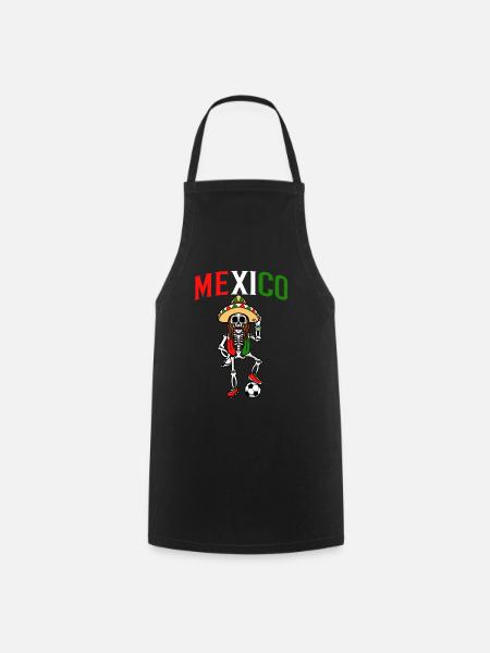 Skeleton Women Girl Mexico Soccer Player - Tablier de cuisine - noir