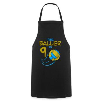 Volleyballspieler Baller ist 9 Volleyball Geburtstag - Kochschürze - Schwarz - Vorne - AI Model Male 185 dark (185cm)