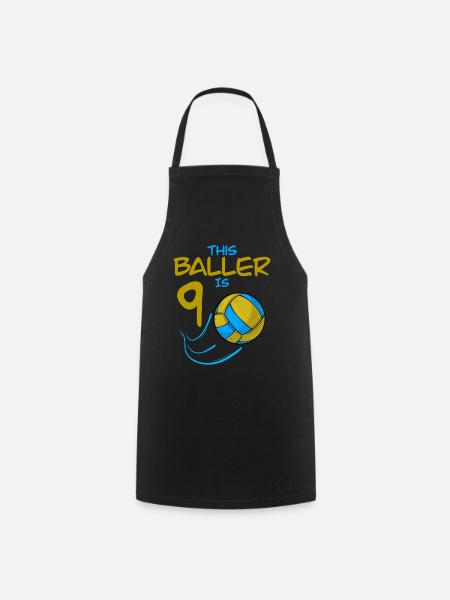 Le joueur de volley-ball Baller a 9 ans d’anniversaire de volley-ball - Tablier de cuisine - noir