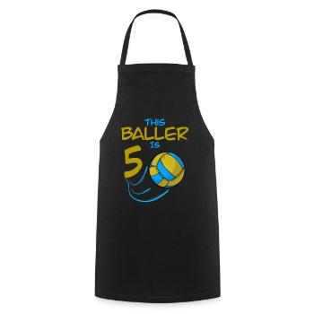Volleyballspieler Baller ist 5 Volleyball Geburtstag - Kochschürze - Schwarz - Vorne - AI Model Male 185 dark (185cm)