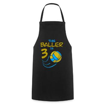 Volleyballspieler Baller ist 3 Volleyball Geburtstag - Kochschürze - Schwarz - Vorne - AI Model Male 185 dark (185cm)