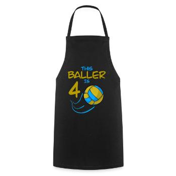 Volleyballspieler Baller ist 4 Volleyball Geburtstag - Kochschürze - Schwarz - Vorne - AI Model Male 185 dark (185cm)