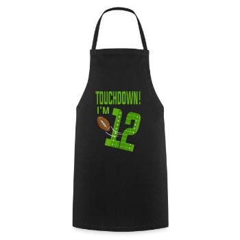 Football Player Touchdown I'm 12 Football Birthday - Cooking Apron - black - Front - AI Model Male 185 dark (185cm)