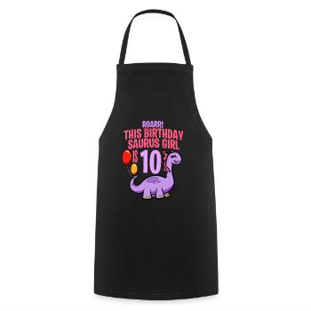 This Birthday Saurus Girl Is 5 Dinosaur - Cooking Apron - black - Front - AI Model Male 185 dark (185cm)