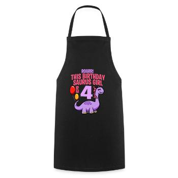 This Birthday Saurus Girl Is 4 Dinosaur - Cooking Apron - black - Front - AI Model Male 185 dark (185cm)