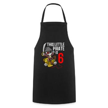 Squelette Ce petit pirate est 6ème anniversaire de pirate - Tablier de cuisine - noir - Devant - AI Model Male 185 dark (185cm)