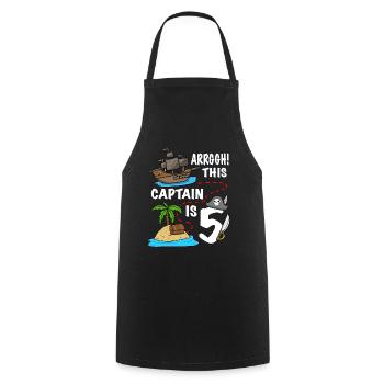 Arrggh! Ce capitaine est 5 anniversaire de pirate - Tablier de cuisine - noir - Devant - AI Model Male 185 dark (185cm)