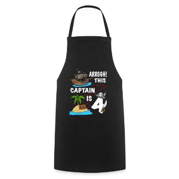 Arrggh! Ce capitaine est 4 Pirate anniversaire - Tablier de cuisine - noir - Devant - AI Model Male 185 dark (185cm)