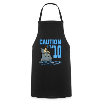 Sea Animals Birthday Kids Shark 10th Birthday - Cooking Apron - black - Front - AI Model Male 185 dark (185cm)