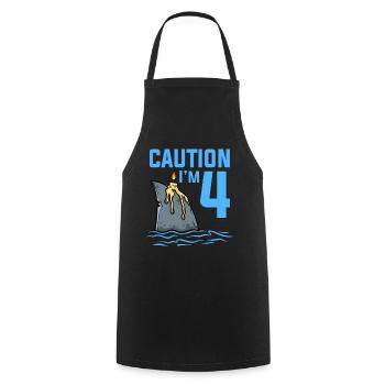 Sea Animals Birthday Kids Shark 4th Birthday - Cooking Apron - black - Front - AI Model Male 185 dark (185cm)