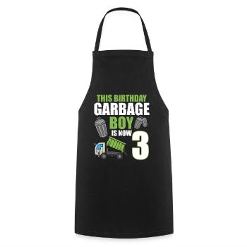 Garbage Truck Birthday Kids Boy 3rd Birthday Party - Cooking Apron - black - Front - AI Model Male 185 dark (185cm)