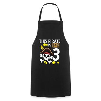Skeleton This Pirate Is 3rd Pirate Birthday - Cooking Apron - black - Front - AI Model Male 185 dark (185cm)