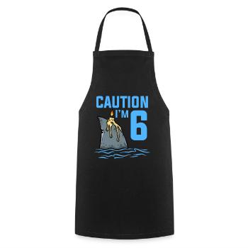 Sea Animals Birthday Kids Shark 6th Birthday - Cooking Apron - black - Front - AI Model Male 185 dark (185cm)