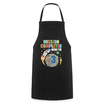 Space Birthday 3 Astronaut Planeten Raketenschiff - Kochschürze - Schwarz - Vorne - AI Model Male 185 dark (185cm)