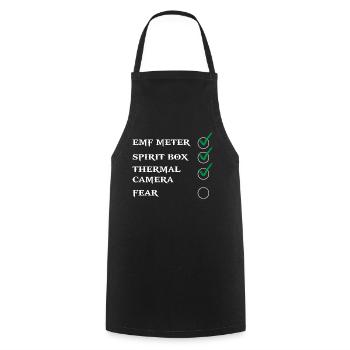 Ghost Hunter, EMF meter, thermal camera - Cooking Apron - black - Front - AI Model Male 185 dark (185cm)