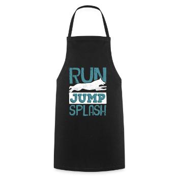 Dog diving, dock diving - Cooking Apron - black - Front - AI Model Male 185 dark (185cm)