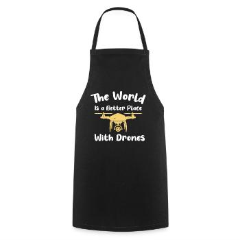 Drone flying, drones, drones, model aircraft - Cooking Apron - black - Front - AI Model Male 185 dark (185cm)