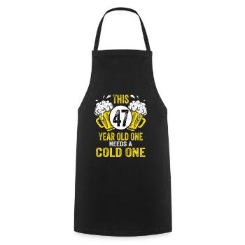Men Beer Birthday Funny 47 Year Old Beer Lover - Cooking Apron - black - Front - AI Model Male 185 dark (185cm)