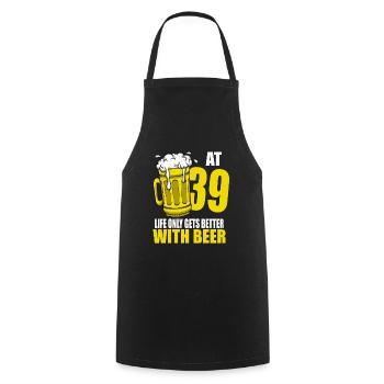 Men Beer Birthday Funny 39 Year Old Beer Lover - Cooking Apron - black - Front - AI Model Male 185 dark (185cm)